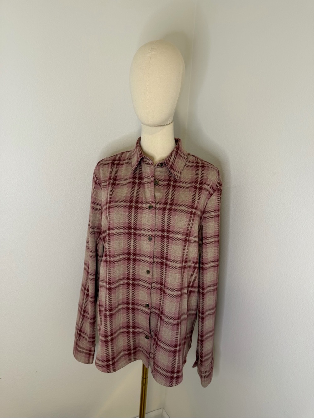 Faherty Mauve and Cream Plaid The Legends Shirt - Large